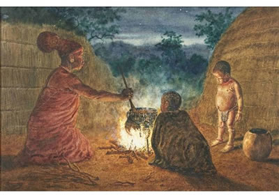 Sample artwork by Gerard Bhengu (1910 - 1990), known for tribal scene and landscape painting, book illustration, watercolor and sepia - View similar artists and auction records