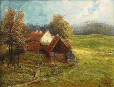 Mittelgebirgslandschaft mit Häusern
