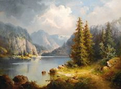 Sample artwork by Guido Hampe (1839 - 1902), known for painting, landscapes and mountain scenery - View similar artists and auction records
