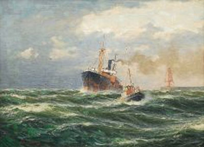 Frachtdampfer passiert Leuchtturm