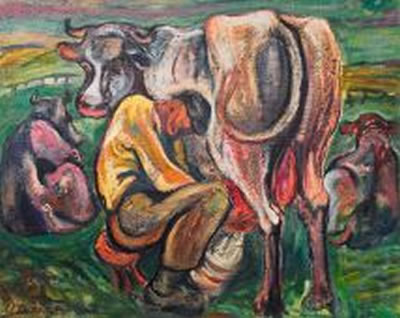 Beim Melken by Heinrich Steinhagen - Auction record, sale price, and art valuation. Compare with similar artists and explore comparable artworks.