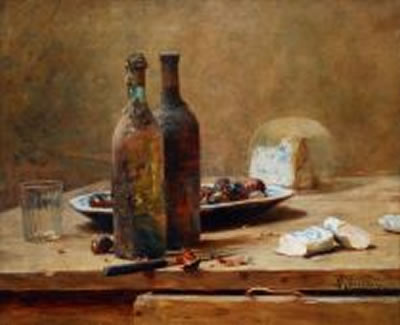 A still life with bottles