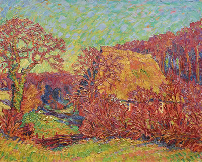 A house among red trees