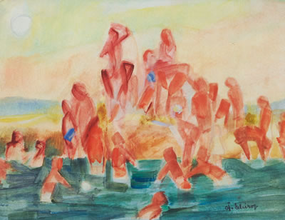 Fun in the sun in the sea by Otto Schirop - Auction record, sale price, and art valuation. Compare with similar artists and explore comparable artworks.
