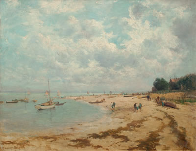 The beach at Arcachon by Hermann Delpech - Auction record, sale price, and art valuation. Compare with similar artists and explore comparable artworks.