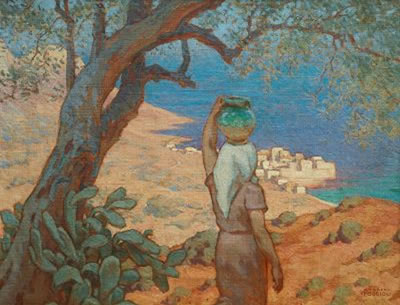 Water Carrier at the French Mediterranean Coast by Marcel Dominique Poggioli - Auction record, sale price, and art valuation. Compare with similar artists and explore comparable artworks.