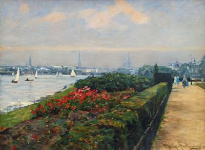 View on the Alster in Hamburg