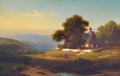 Sunday Afternoon near Stolberg/Harz by Carl Triebel - Auction record, sale price, and art valuation. Compare with similar artists and explore comparable artworks.