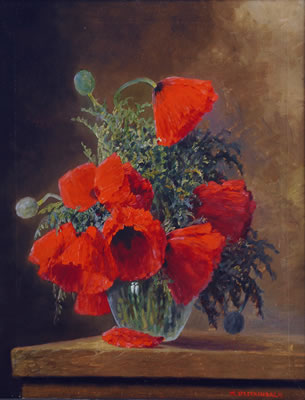 Red Poppies in a Vase