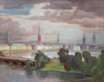 Panoramic View of Hamburg by Otto Thamer - Auction record, sale price, and art valuation. Compare with similar artists and explore comparable artworks.