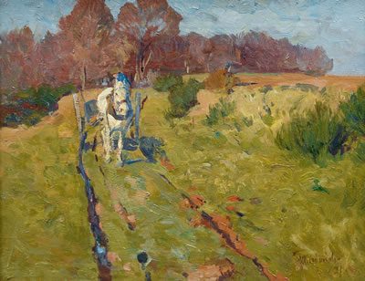 Horse Cart by a Wood