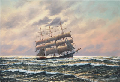 Full rigged Ship on at Sea