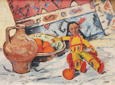 Still Life with Indian Doll by Otto Wild - Auction record, sale price, and art valuation. Compare with similar artists and explore comparable artworks.