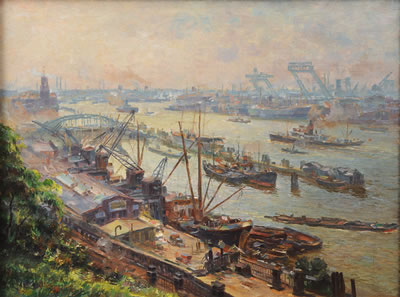 Port of Hamburg by Louis Wohner - Auction record, sale price, and art valuation. Compare with similar artists and explore comparable artworks.