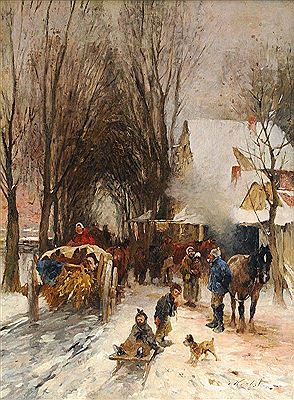 Busy winterly Village Street by Thomas Ludwig Herbst - Auction record, sale price, and art valuation. Compare with similar artists and explore comparable artworks.