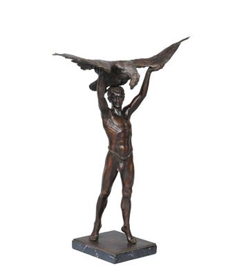 A bronze figure 'Hero with slained eagle'