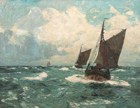 Sample artwork by Eduard Schloemann (1888 - 1940), known for seascape, marine and landscape painting - View similar artists and auction records