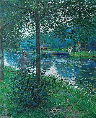Sunlit Landscape with Angler