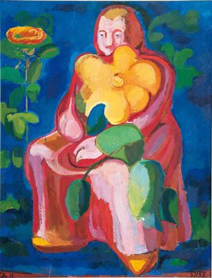 Woman with large Flower - Frau mit großer Blume