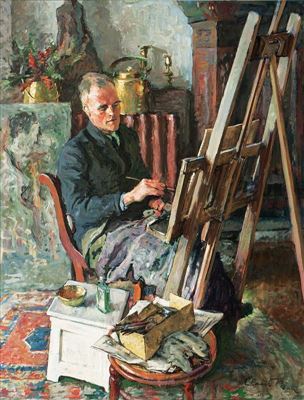 Ernst Flege at the Easel by Claus Becker - Auction record, sale price, and art valuation. Compare with similar artists and explore comparable artworks.