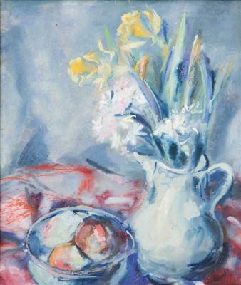 Table Still Life with Bunch of Flowers