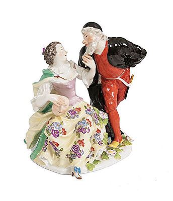 A very rare figural group 'Pantalone and Columbine (The odd couple)'