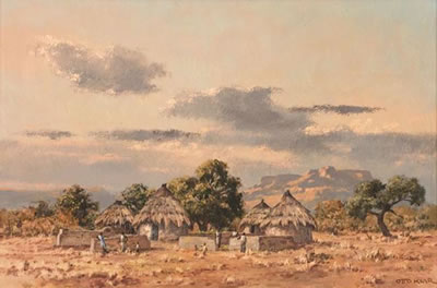 A Rural Village with Figures in a Mountainous Landscape