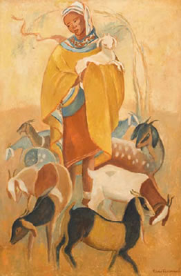 Sample artwork by Nerine Desmond (1908 - 1993), known for landscape, seascape, pastoral scene with shepherds and animals - View similar artists and auction records