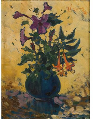 A Still Life with Hibiscus and Fuchsias