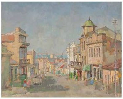 A Street with Green Tower