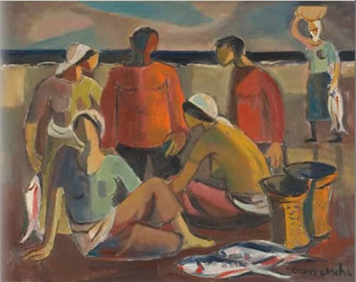 Sample artwork by Maurice Charles Louis Van Essche (1906 - 1977), known for modernist painting, stained glass, teaching - View similar artists and auction records