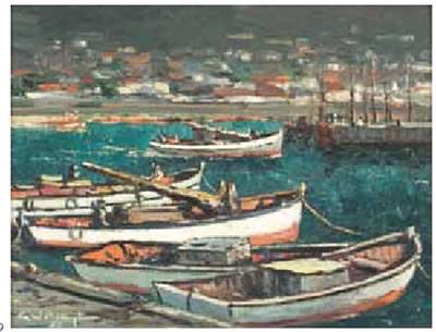 A Harbour Scene with Boats and Fishermen by George William Pilkington - Auction record, sale price, and art valuation. Compare with similar artists and explore comparable artworks.