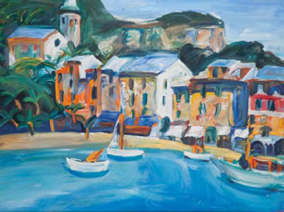 A Seaside Village Overlooking a Bay