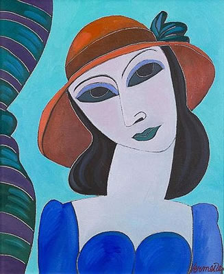 A Woman Wearing a Red Hat