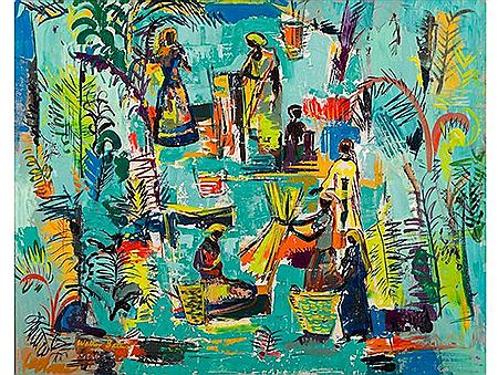 Sample artwork by Walter Whall Battiss (1906 - 1982), known for figure, landscape painting, abstraction, woodcuts - View similar artists and auction records