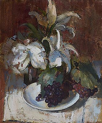 Still Life with Grapes and St. Joseph`s Lilies