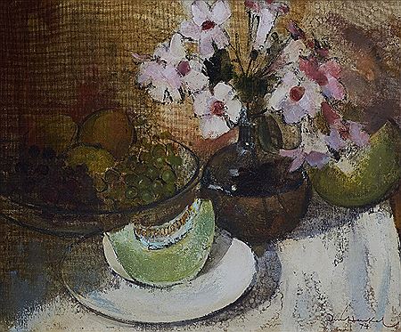 Still Life with Melon, Trumpet Flowers and Fruit by Irmin Henkel - Auction record, sale price, and art valuation. Compare with similar artists and explore comparable artworks.