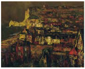 Cliff and Town by the Straits