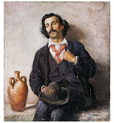 Hombre sentado con cántaro