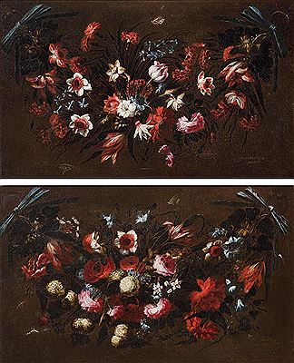 Pareja de guirnaldas de flores