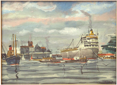 At the Slips by Edgar Albert Whitney - Auction record, sale price, and art valuation. Compare with similar artists and explore comparable artworks.
