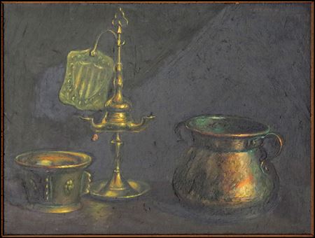 STILL LIFE WITH METAL TABLE ITEMS, 1951
