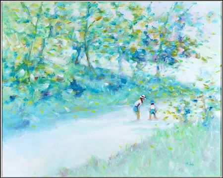 LANDSCAPE WITH TWO CHILDREN ON A PATH