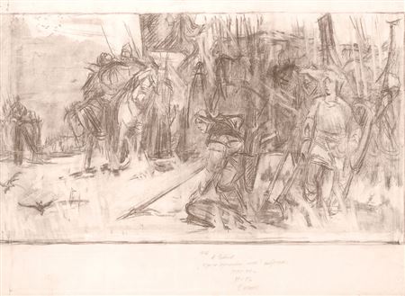 Sketch for the painting "Morning on the Kulikovo field." by Aleksandr Pavlovich Bubnov - Auction record, sale price, and art valuation. Compare with similar artists and explore comparable artworks.