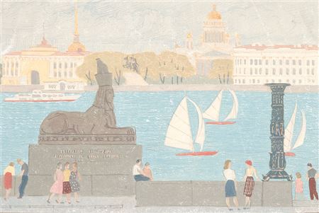 Sketch panel "Leningrad. Academic embankment." by Yuri Pugachev - Auction record, sale price, and art valuation. Compare with similar artists and explore comparable artworks.
