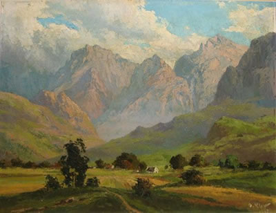 MOUNTAINOUS LANDSCAPE WITH FARMHOUSE