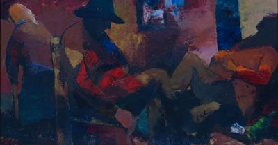 FIGURES IN AN INTERIOR by Kenneth Baker - Auction record, sale price, and art valuation. Compare with similar artists and explore comparable artworks.