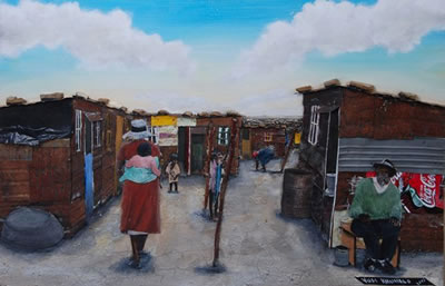 BHAMBAYI INFORMAL SETTLEMENT by Vusi Khumalo - Auction record, sale price, and art valuation. Compare with similar artists and explore comparable artworks.
