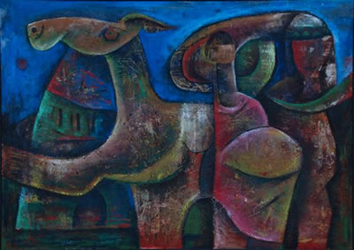 Sample artwork by Martin Qgibinsizi Tose (1958 - 2004), known for painting - View similar artists and auction records
