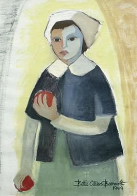YOUNG GIRL HOLDING POMEGRANATES